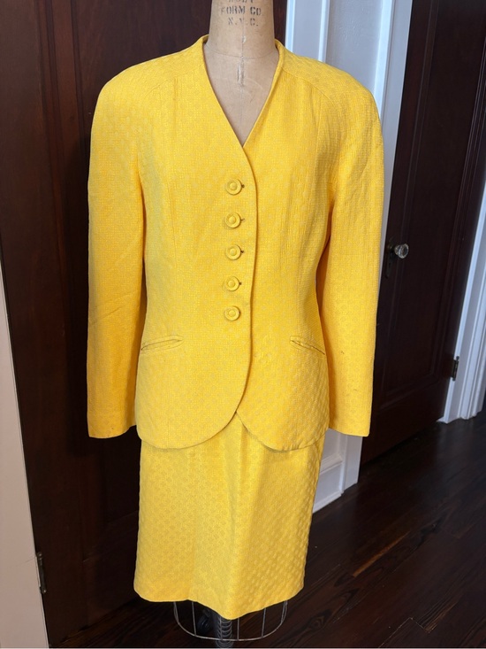 Dior Jackets & Blazers - Vintage Dior Women's Yellow Tailored Jacket and Skirt Set